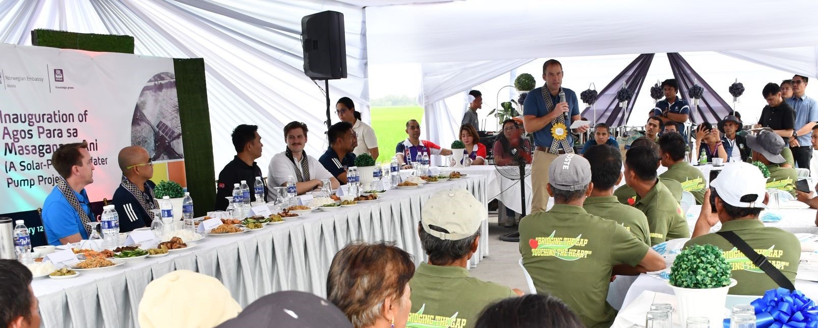 Ambassador Christian Lyster delivers his speech. Also in the photo are Nikki Delfin, Adviser of the Royal Norwegian Embassy in Manila (3rd from R) and and Jayson Familara, HESQ and Product Stewardship Manager of Yara Asia and Africa(rightmost).