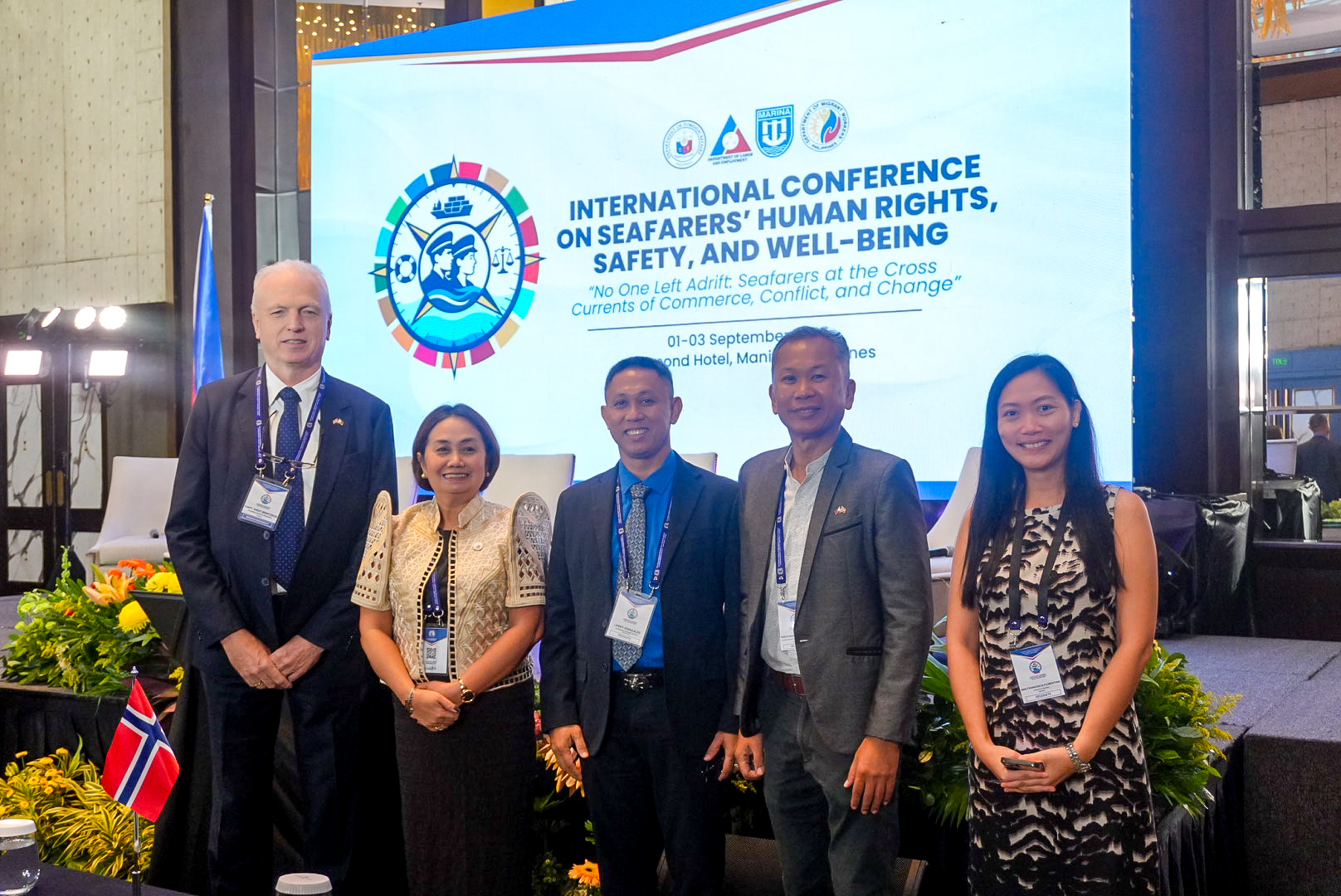 From L to R: Captain KnutBenzrod, Administrator Maritime Industry Authority Sonia B. Malaluan, NSA Cadet Manager Larry Gonzales, Capt. Nebuchadnezzar Rabaya Norwegian  Training Center Director of Training, Norwegian Embassy in Manila Senior Trade Adviser Ana Florentino