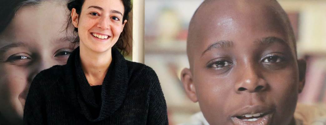 Image of a young woman, child and background