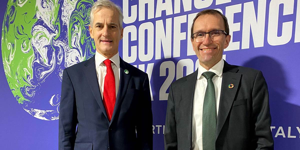 COP26 Glasgow, PM Jonas Gahr Støre and Minister of climate and environment, Espen Barth Eide