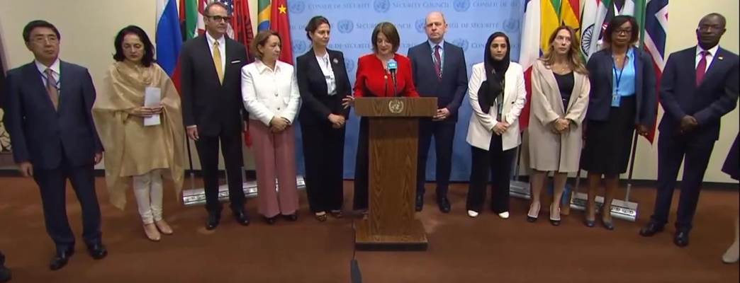 Mona Juul on the Security Council press pulpit