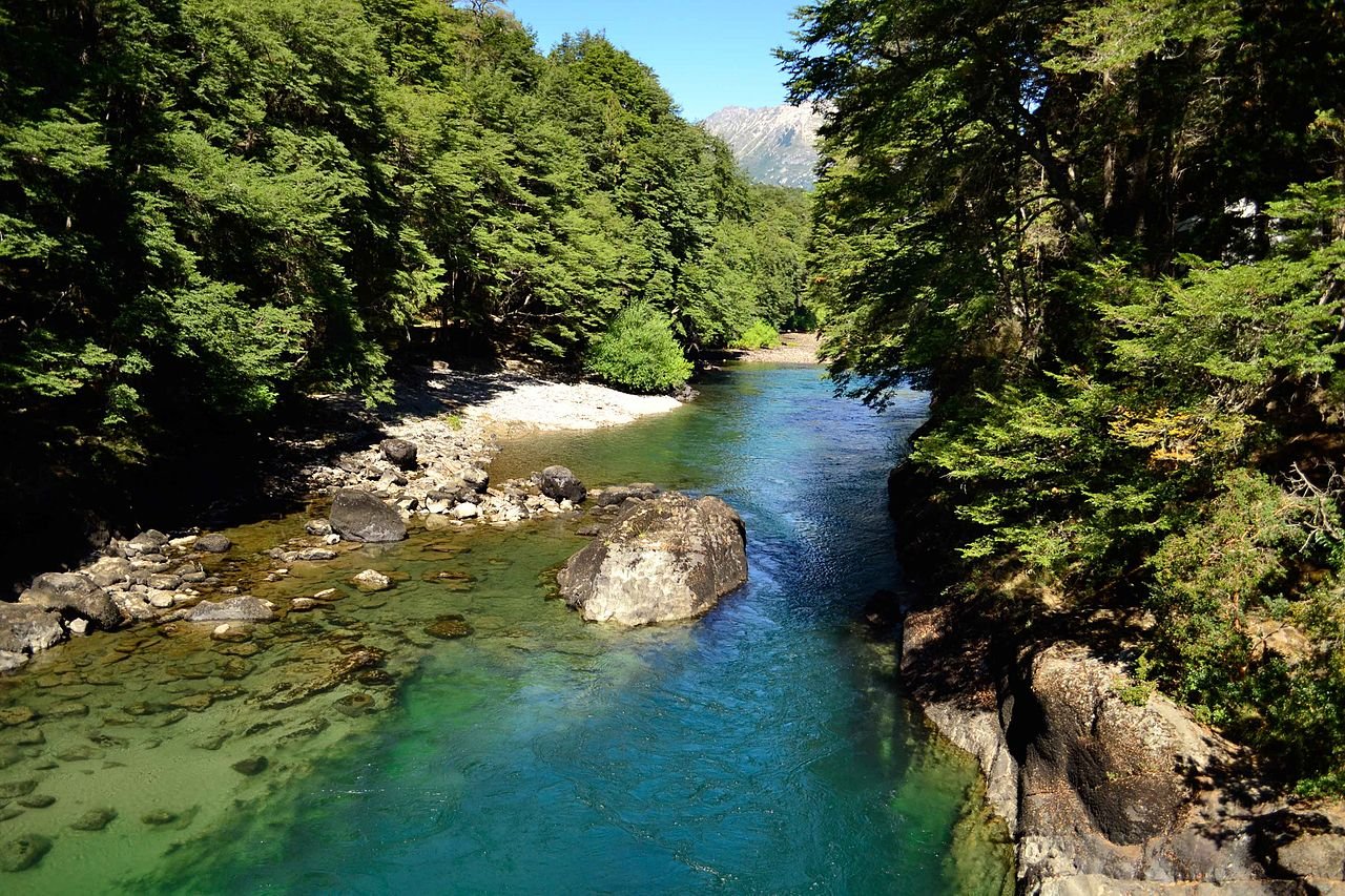 Río Manso i Río Negro-provinsen sør i Argentina. Elva strekker seg gjennom både den Argentinske og Chilenske delen av Patagonia.