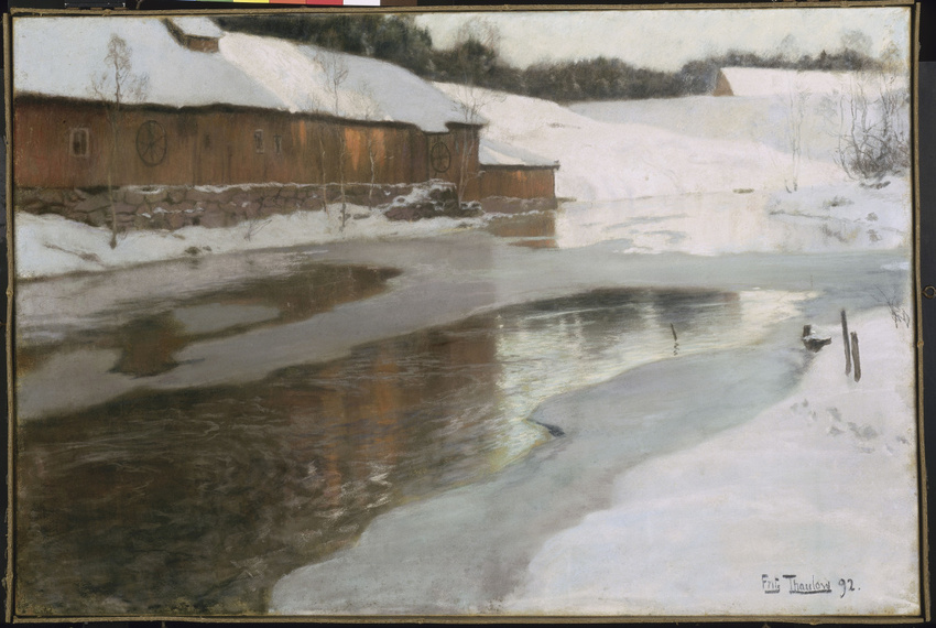 Une fabrique sous la neige en Norvège de Frits Thaulow