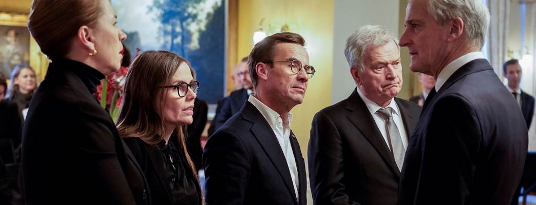 De izq. a der.: Primeros Ministros de Dinamarca, Islandia y Suecia, el Presidente de Finlandia y el  - Foto:Créditos: Heiko Junge / NTB / Oficina del Primer Ministro.   