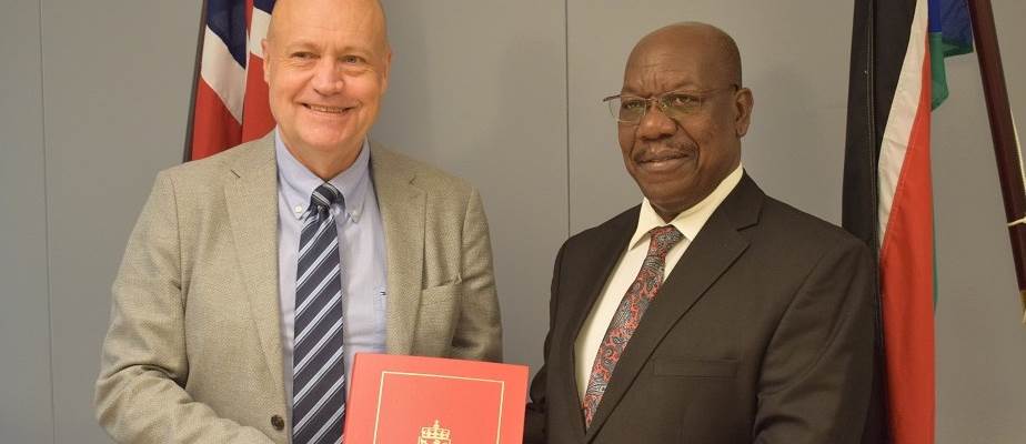 Lars Petter Henie, Chargé d'affaires and the R-JMEC Chairperson Amb. Maj. Gen (rtd) Charles Tai Gitu - Photo:MFA/Embassy