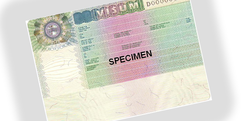 Picture of visa sticker