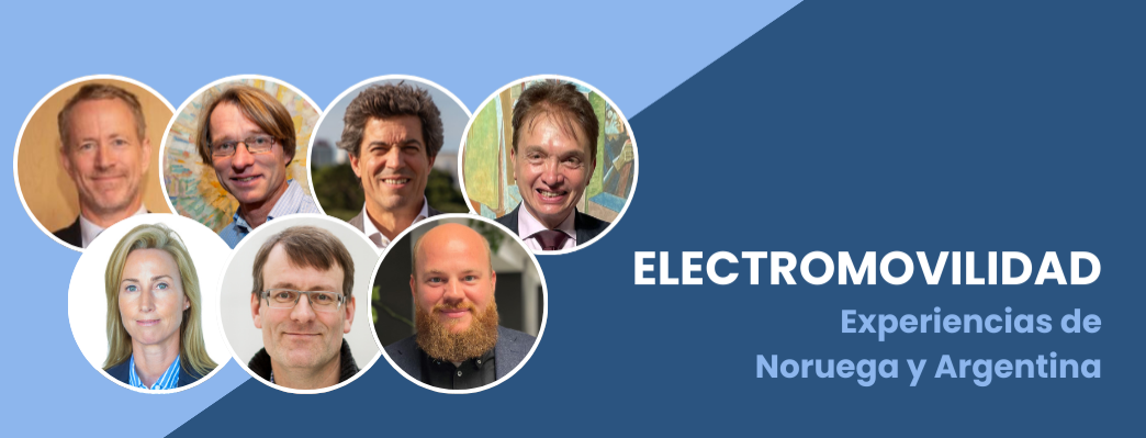 Expositores de webinario sobre electromovilidad.