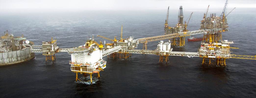 Image of offshore station with a supply boat in the North Sea