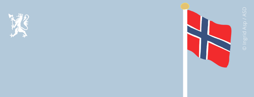 Graphic of a Norwegian flag on blue background